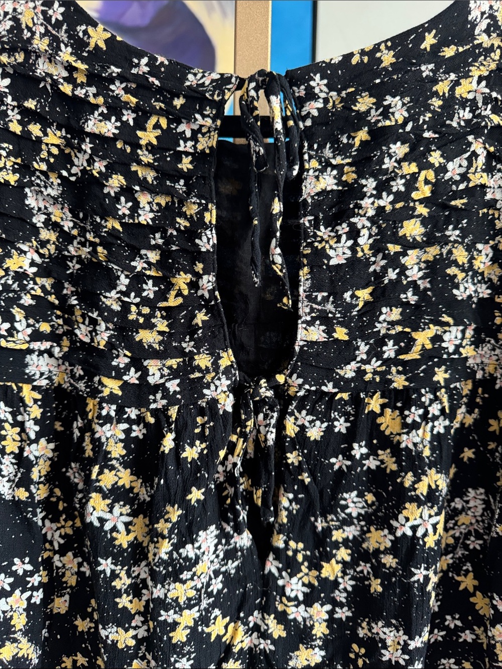 Free People Intimately Dessa Floral Bodysuit Size L Boho Puff Sleeve Peasant Top - Picture 8 of 11